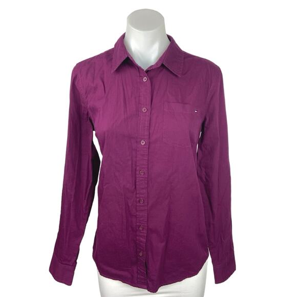 Tommy Hilfiger Purple Cotton Long Sleeve Chest Pocket Button Down Shirt Size M - Picture 1 of 5